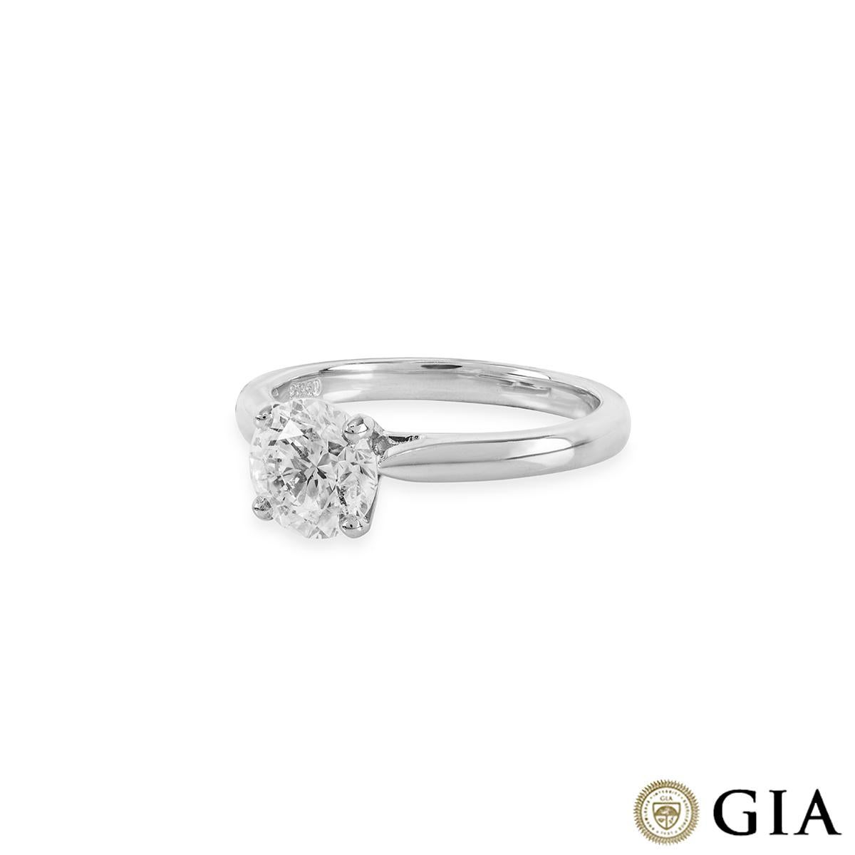 Round Cut GIA Certified Platinum Round Brilliant Cut Diamond Ring 1.77ct E/VS1 For Sale