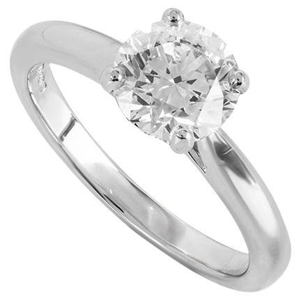 GIA Certified Platinum Round Brilliant Cut Diamond Ring 1.77ct E/VS1 For Sale