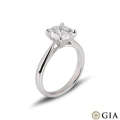 GIA Certified Platinum Round Brilliant Cut Diamond Ring 2.03 Carat E/VS2