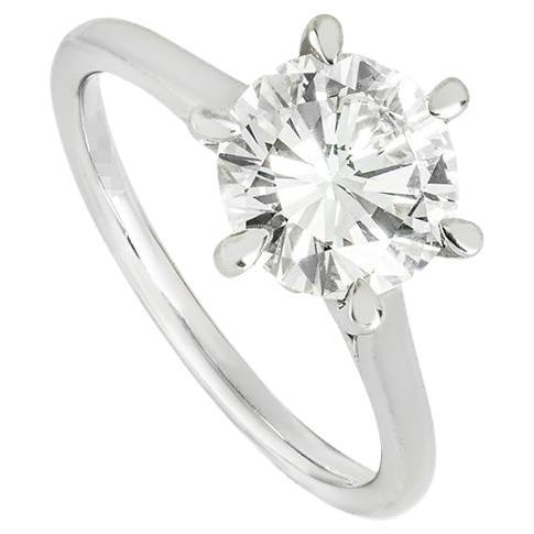 GIA Certified Platinum Round Brilliant Cut Engagement Diamond 2.06ct I/VS1 For Sale