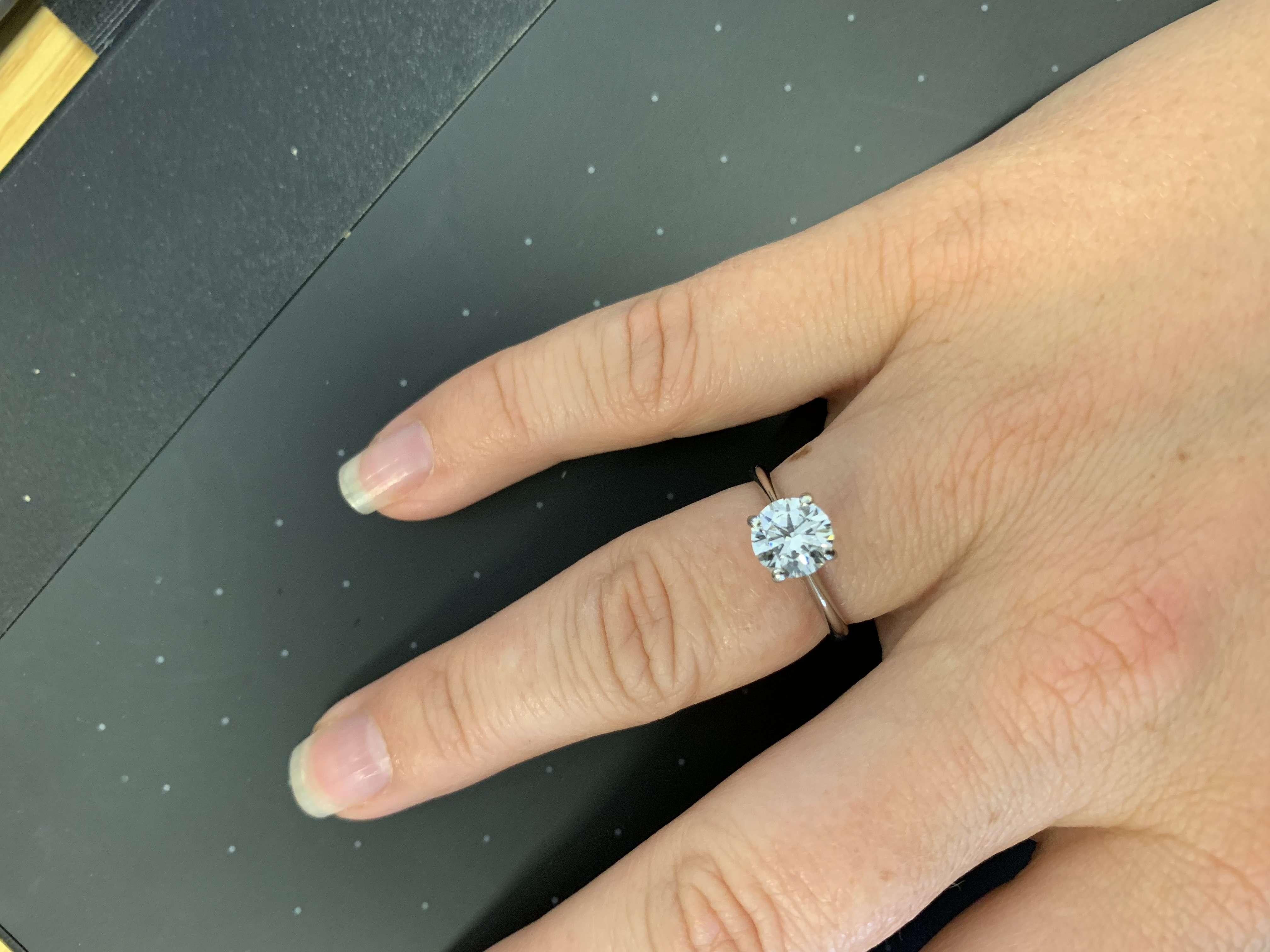 Women's GIA Certified Platinum Round Cut Diamond Engagement Ring 1.23 Carat 