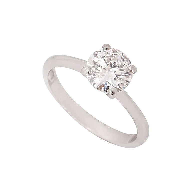 GIA Certified Platinum Round Cut Diamond Engagement Ring 1.23 Carat 