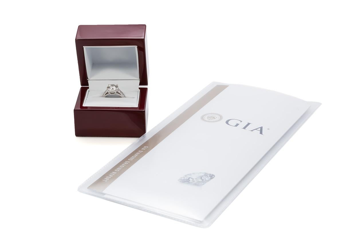 GIA Certified Platinum and Round Diamond Solitaire Ring 3.98 Carat I/SI1 5