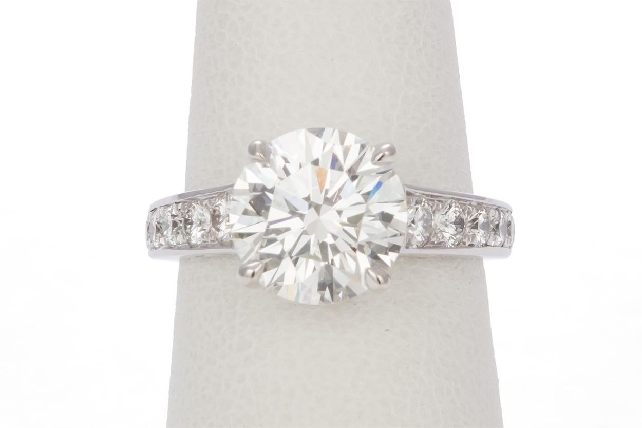 Women's GIA Certified Platinum and Round Diamond Solitaire Ring 3.98 Carat I/SI1