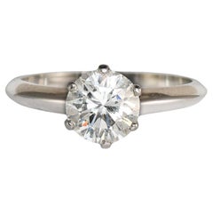 Retro GIA Certified Platinum Tiffany & Co. Diamond Solitaire Ring 1.03 ct