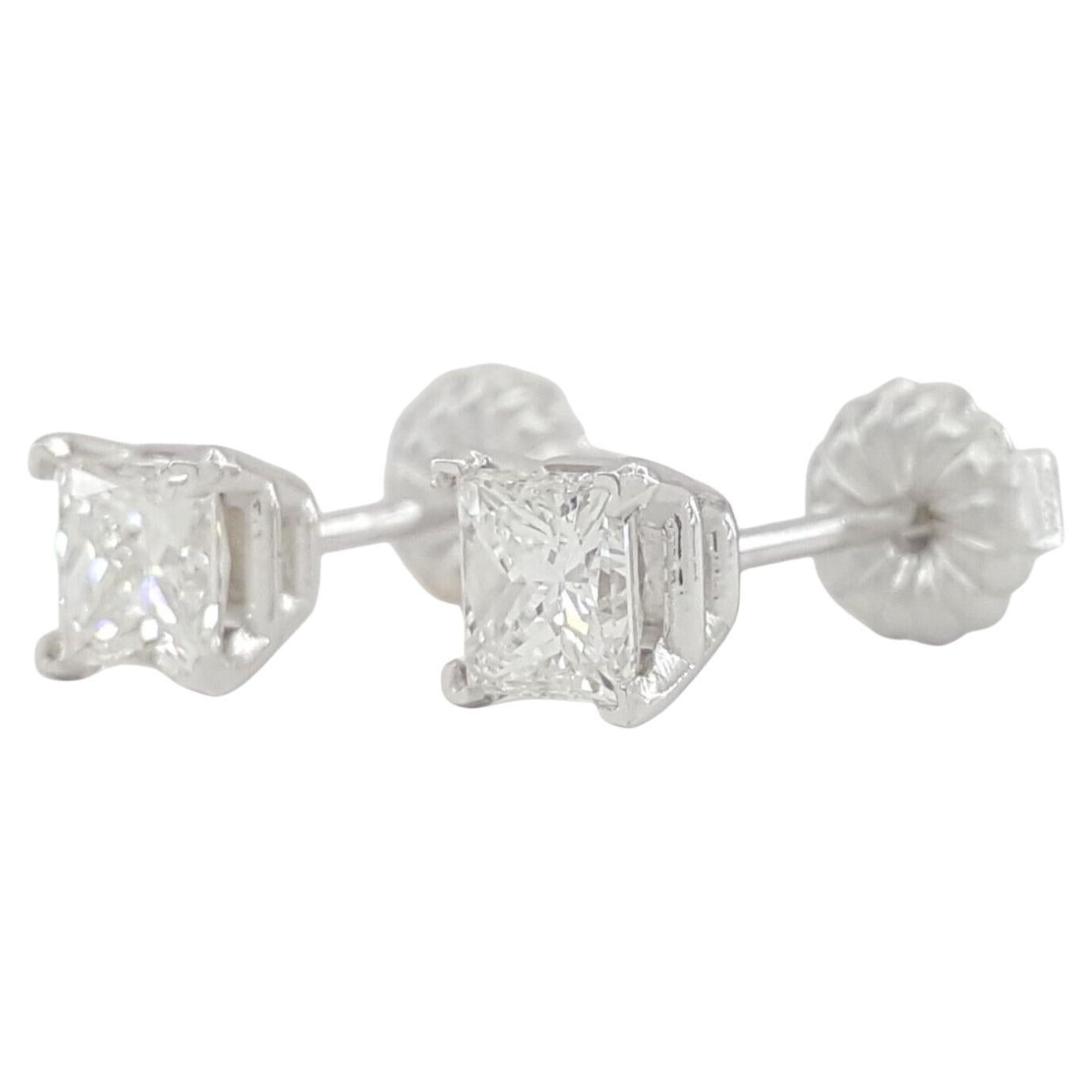 Contemporary GIA Certified Princess Brilliant Cut Diamond 18K White Gold Stud Earrings  For Sale