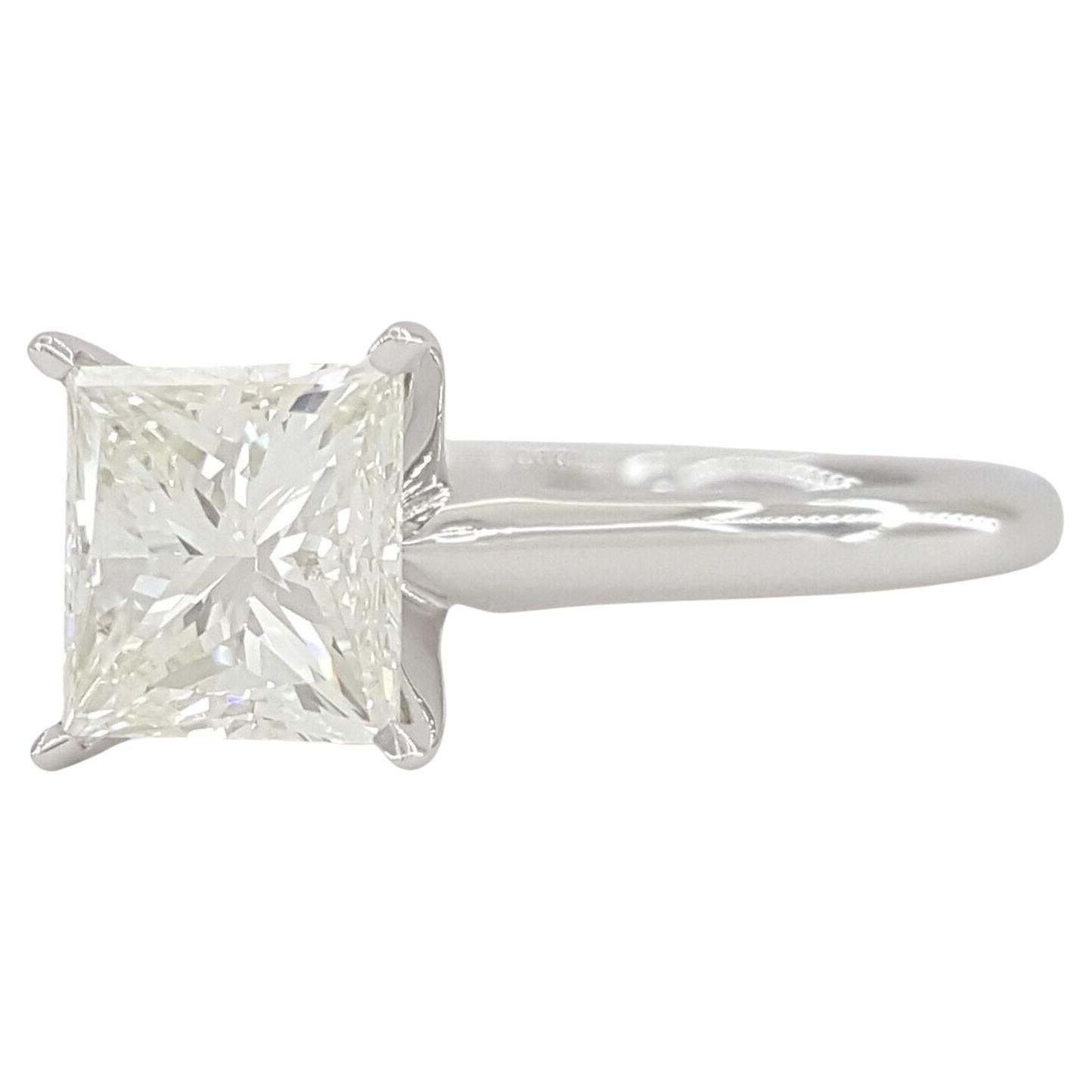 Emerald Cut GIA Certified Princess Brilliant Cut Diamond Solitaire Ring For Sale
