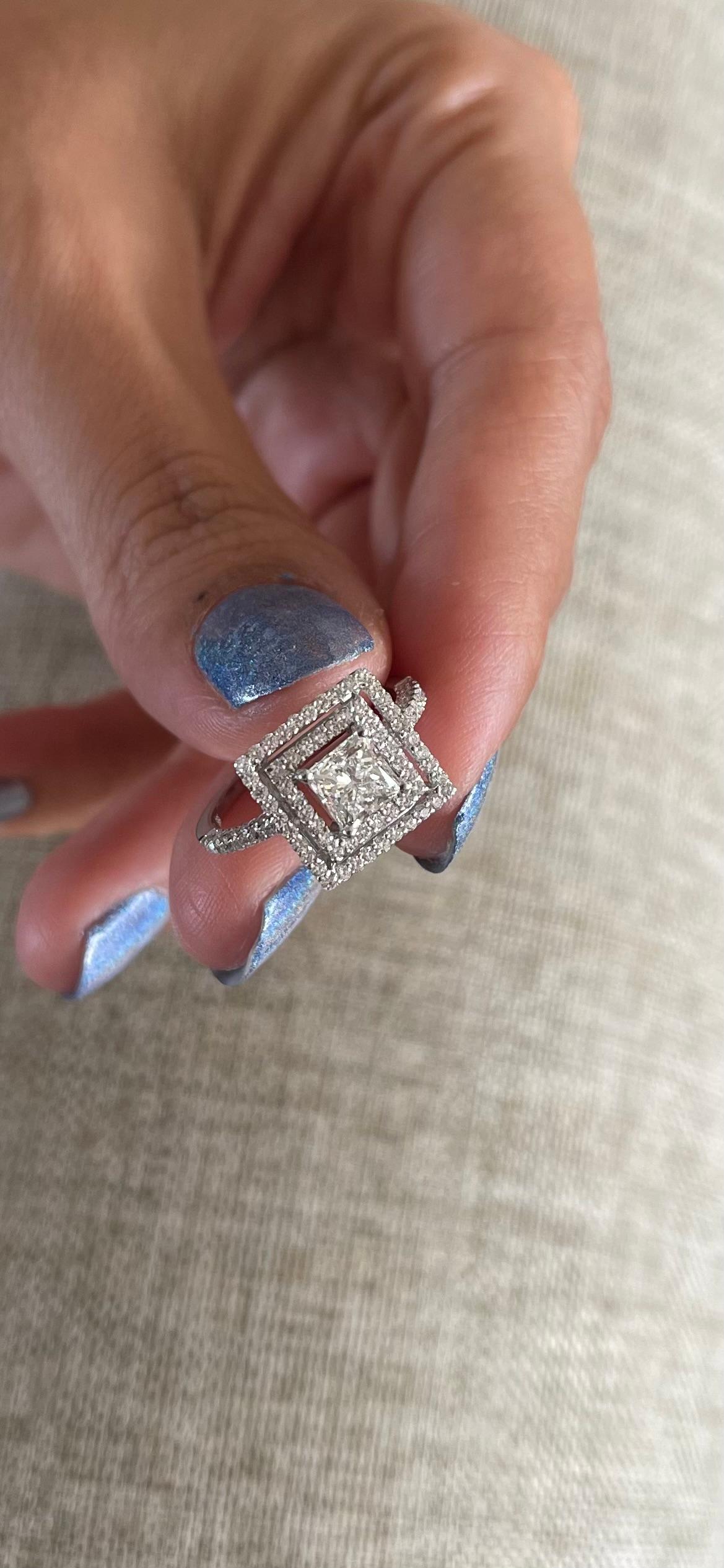 GIA Certified Princess Cut 1.01 Carat F VVS2 Diamond Ring in 18K White Gold For Sale 1