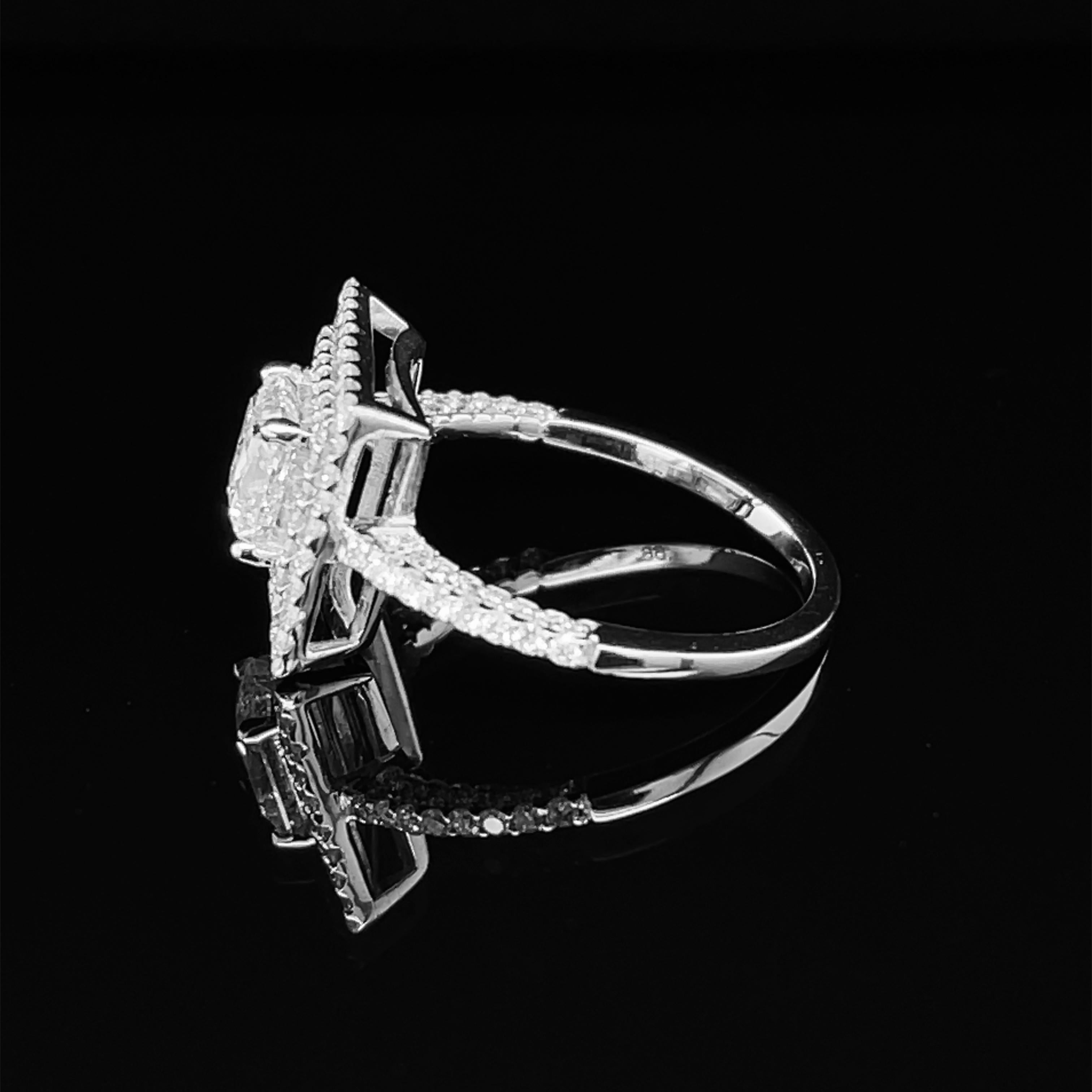 GIA Certified Princess Cut 1.01 Carat F VVS2 Diamond Ring in 18K White Gold For Sale 4