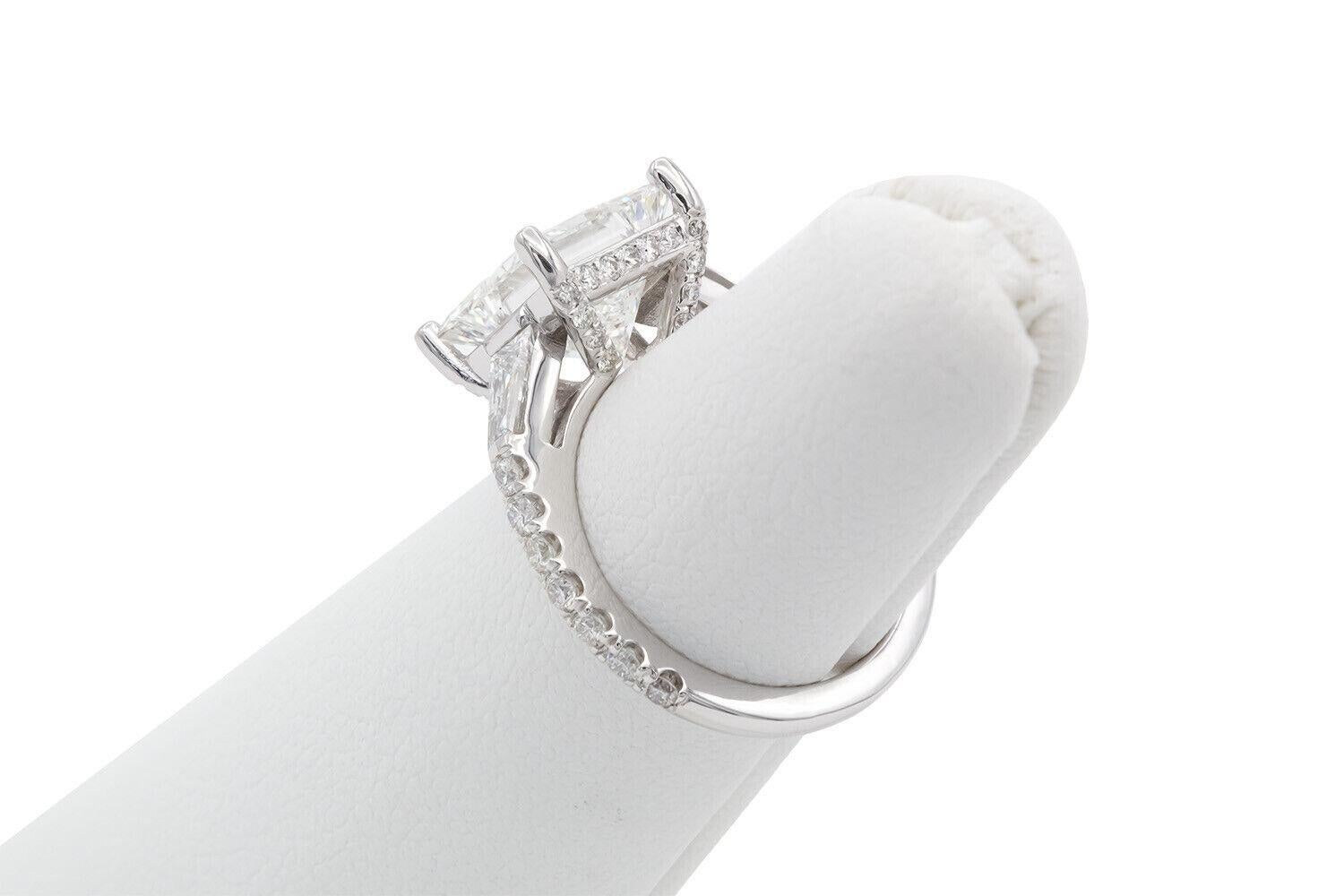 Verlobungsring, GIA-zertifizierter Diamant im Prinzessinnenschliff & 14k Weißgold 3,75ctw F/IF 4