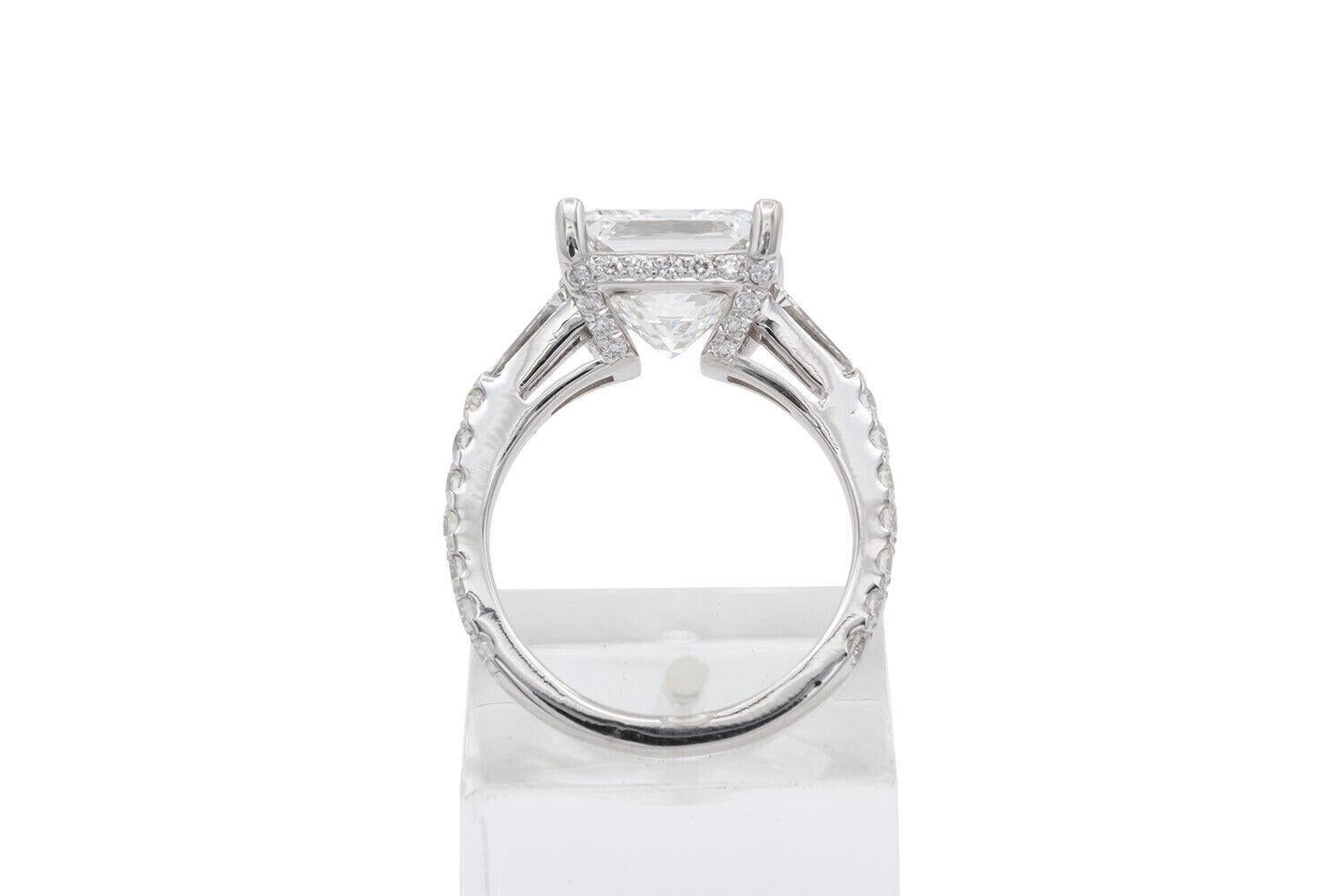 GIA Certified Princess Cut Diamond & 14k White Gold Engagement Ring 3.75ctw F/IF For Sale 2