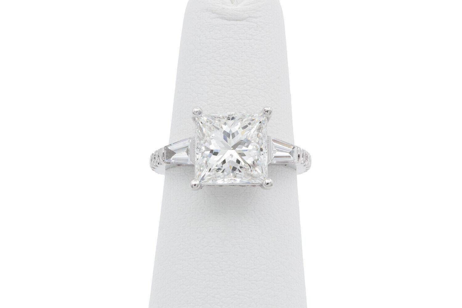 GIA Certified Princess Cut Diamond & 14k White Gold Engagement Ring 3.75ctw F/IF For Sale 3