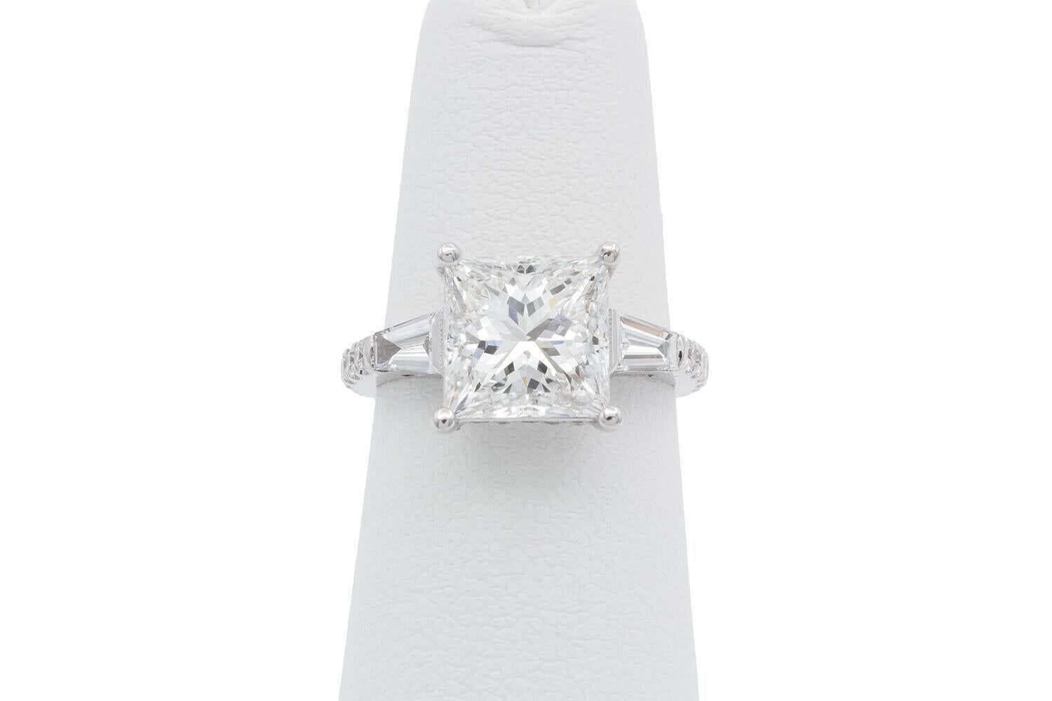 Verlobungsring, GIA-zertifizierter Diamant im Prinzessinnenschliff & 14k Weißgold 3,75ctw F/IF 2