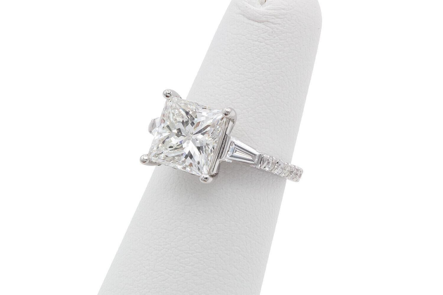 GIA Certified Princess Cut Diamond & 14k White Gold Engagement Ring 3.75ctw F/IF For Sale 4