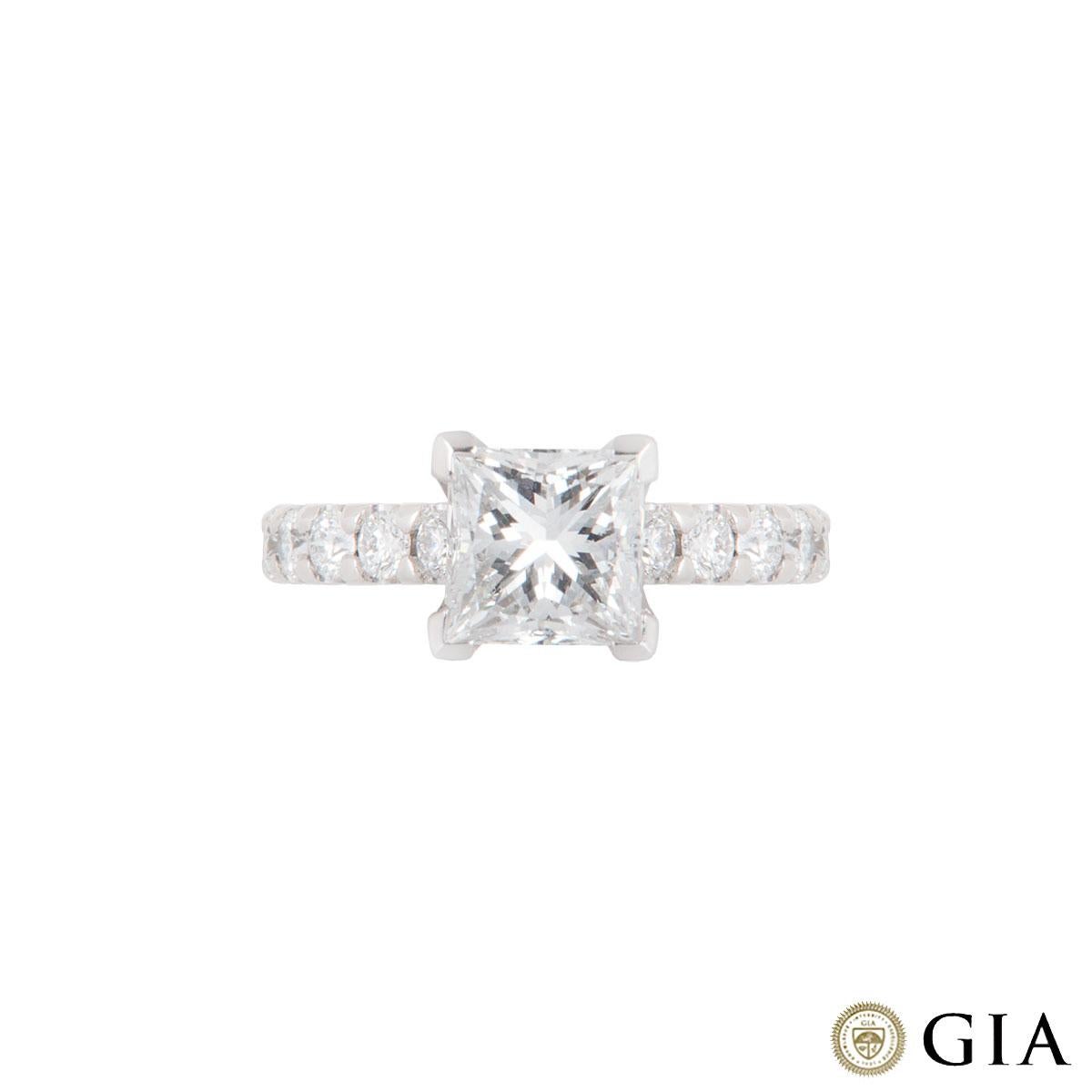 GIA Certified Princess Cut Diamond Engagement Ring 2.01 Carat 1