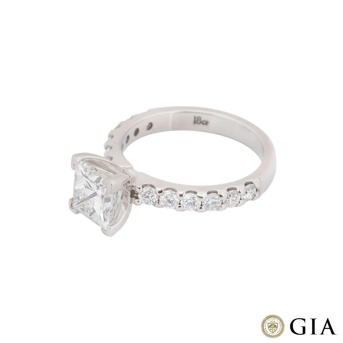 GIA Certified Princess Cut Diamond Engagement Ring 2.01 Carat 2