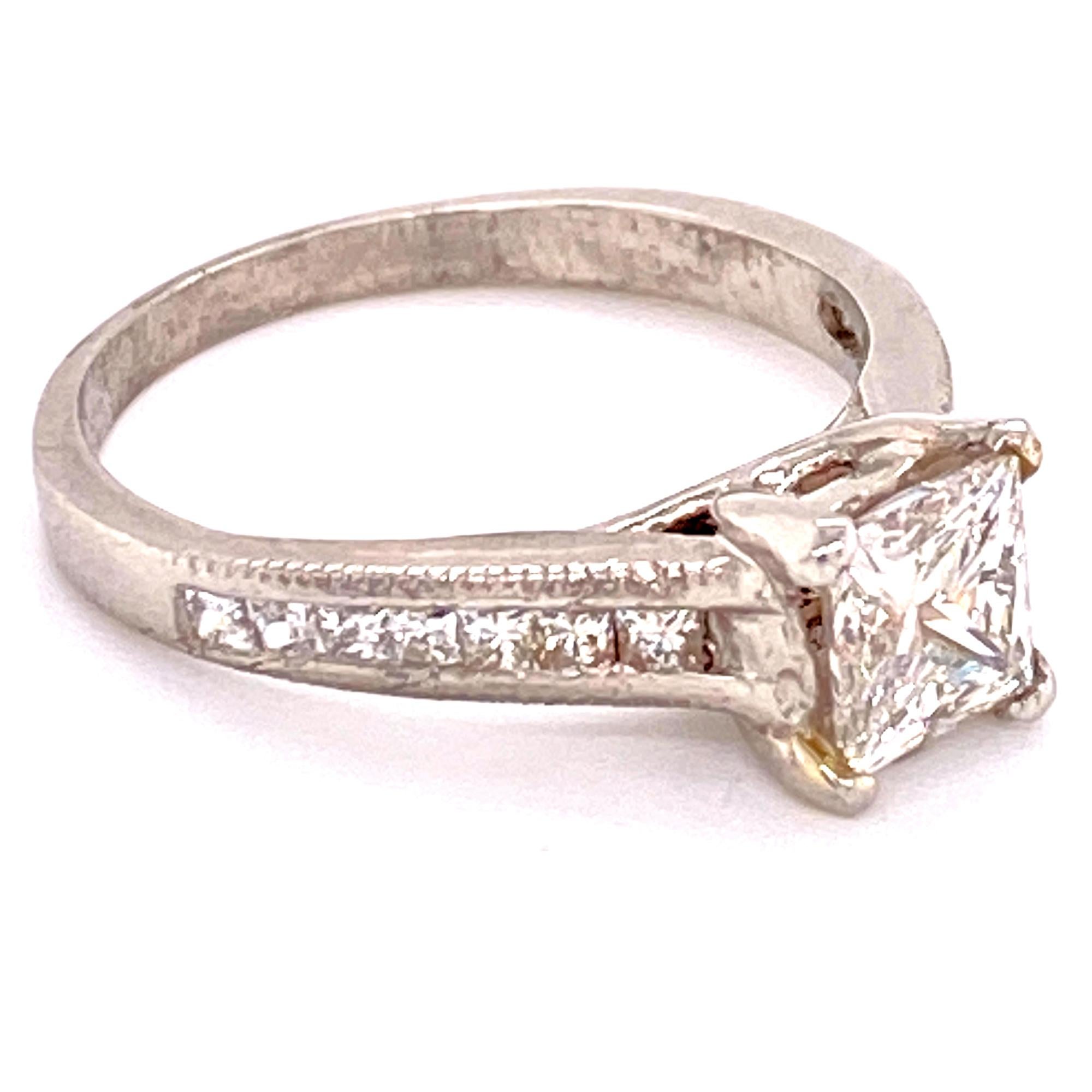 Modern GIA Certified Princess Cut Diamond Engagement Ring Platinum