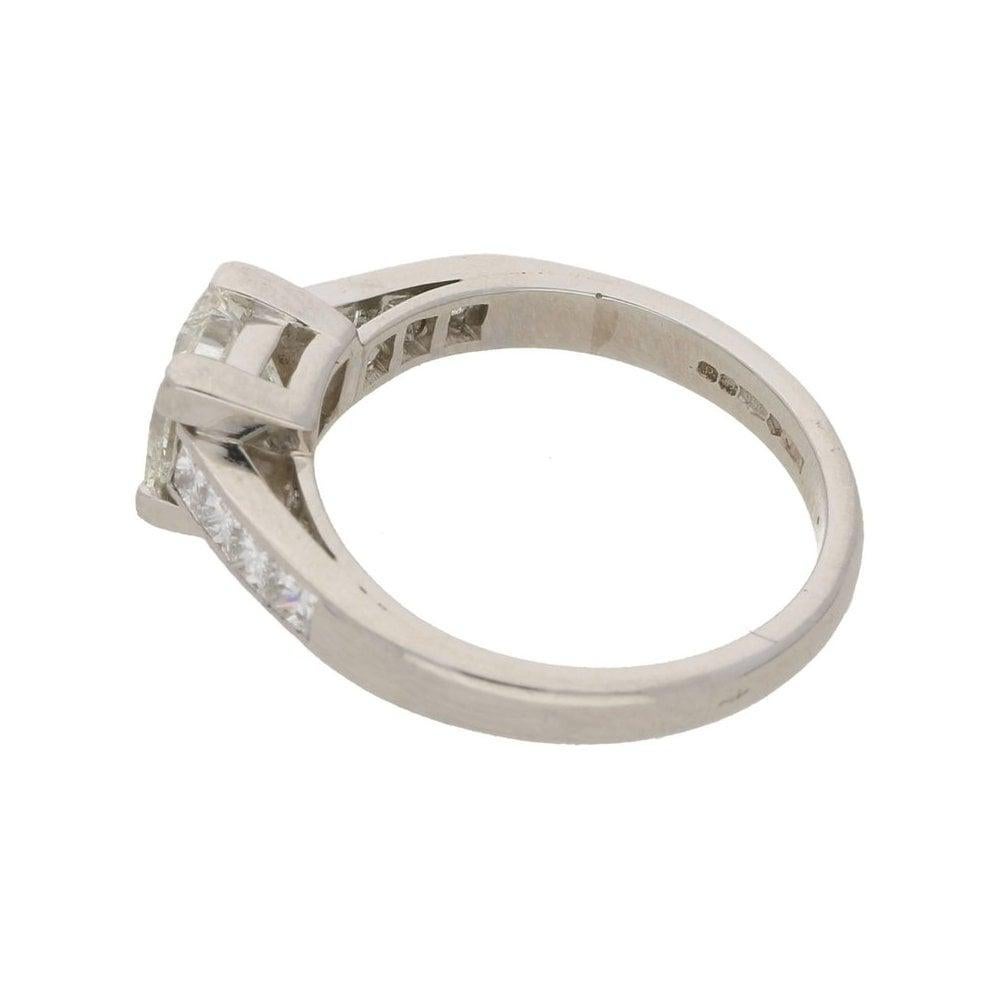 Modern GIA Certified Princess Cut Diamond Engagement Ring Set in Platinum