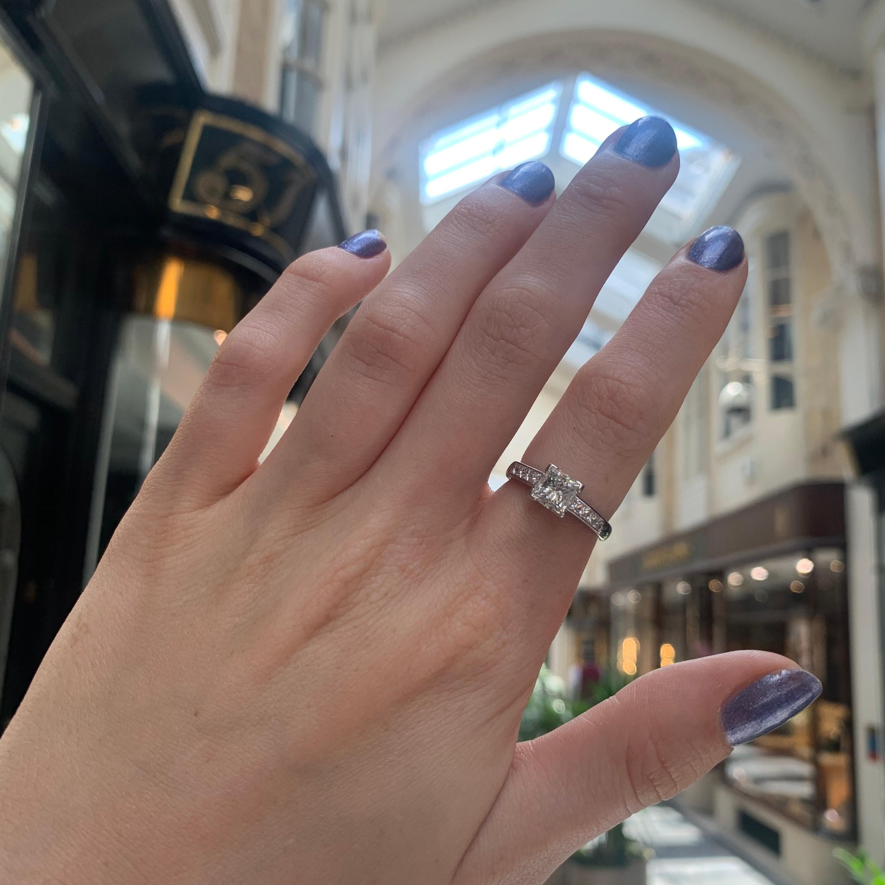 Women's or Men's GIA Certified Princess Cut Diamond Engagement Ring Set in Platinum
