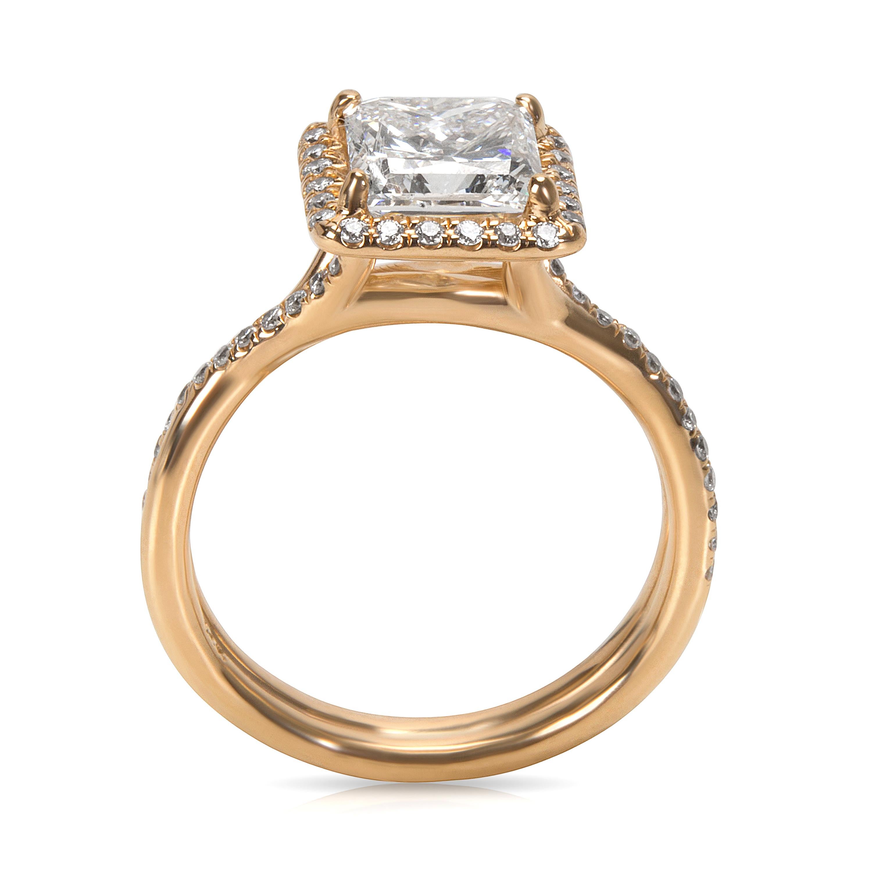 GIA Certified Princess Cut Diamond Halo Engagement Ring in 14K Gold 1