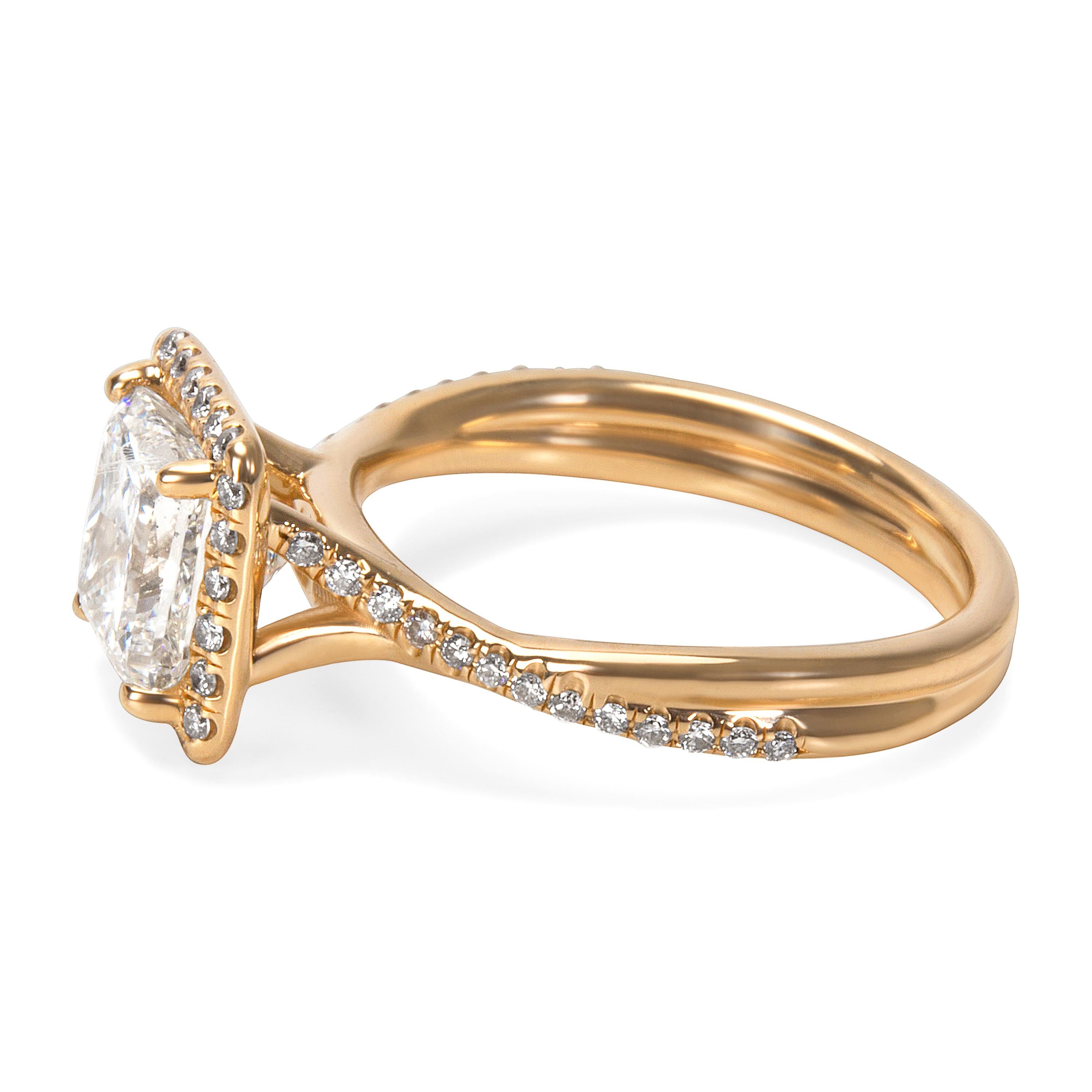 GIA Certified Princess Cut Diamond Halo Engagement Ring in 14K Gold 2