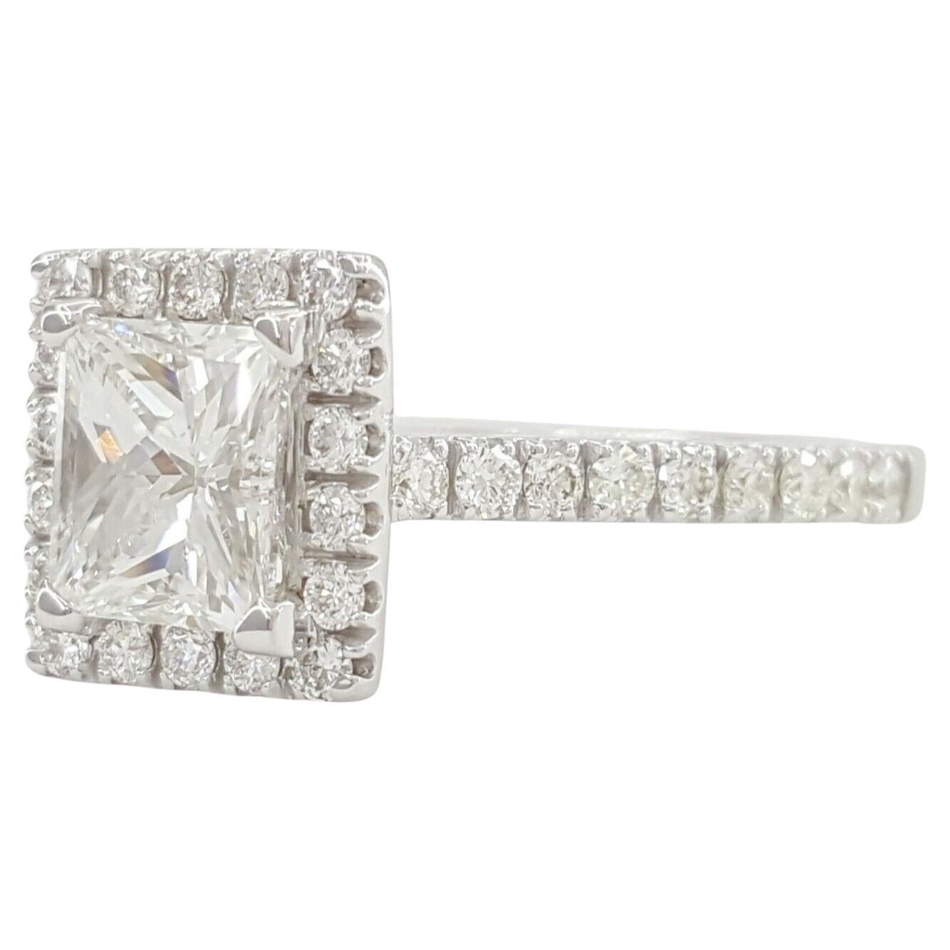 Princess Cut Diamond Halo Engagement Ring with GIA Report.  


