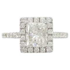 GIA-zertifizierter Diamant-Halo-Ring mit Prinzessinnenschliff