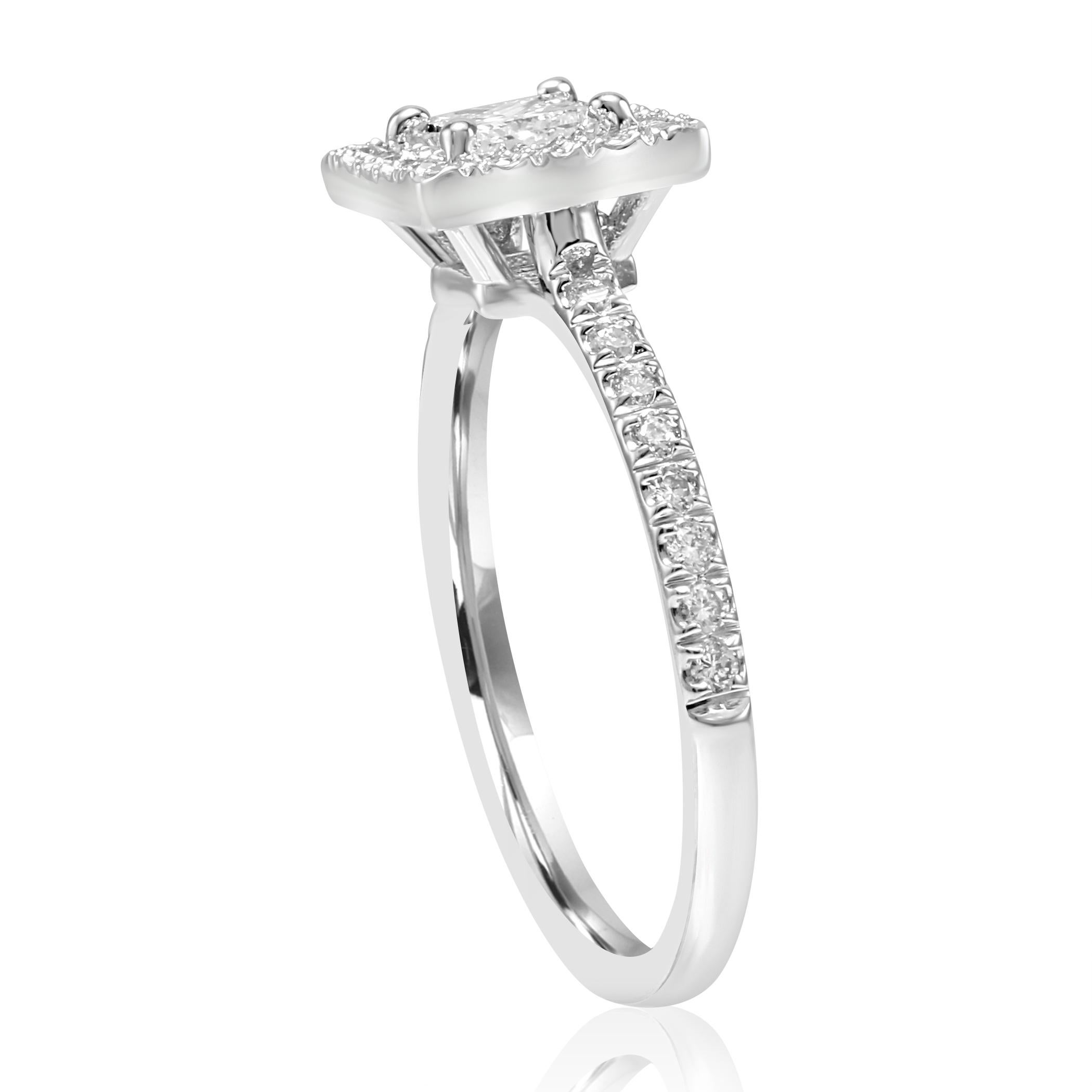 GIA Certified Princess Cut Diamond Halo White Gold Bridal Engagement Ring 2