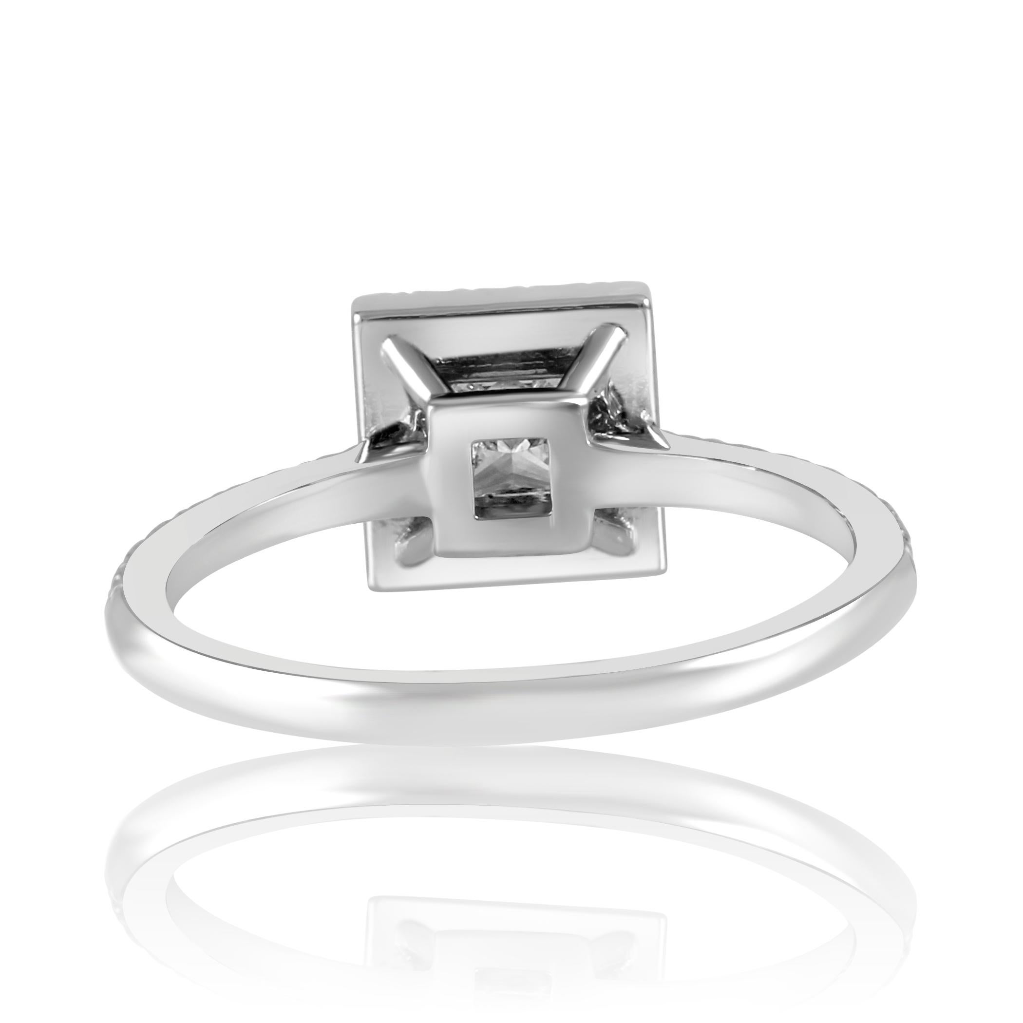 GIA Certified Princess Cut Diamond Halo White Gold Bridal Engagement Ring 3