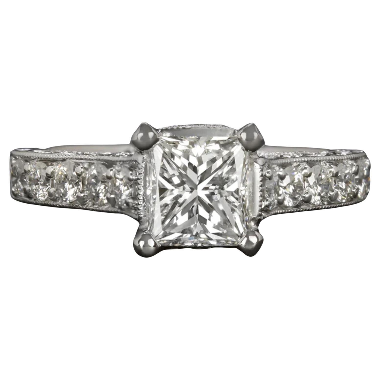 GIA Certified Radiant Cut Diamond in a Luxurious 18k White Gold Setting For Sale