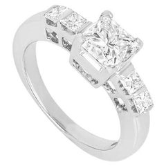 Bague avec diamant taille princesse de 1,15 carat certifié GIA I/VVS1