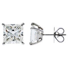 GIA Certified Princess Cut Diamond Stud Earrings 5 Carat Platinum Setting