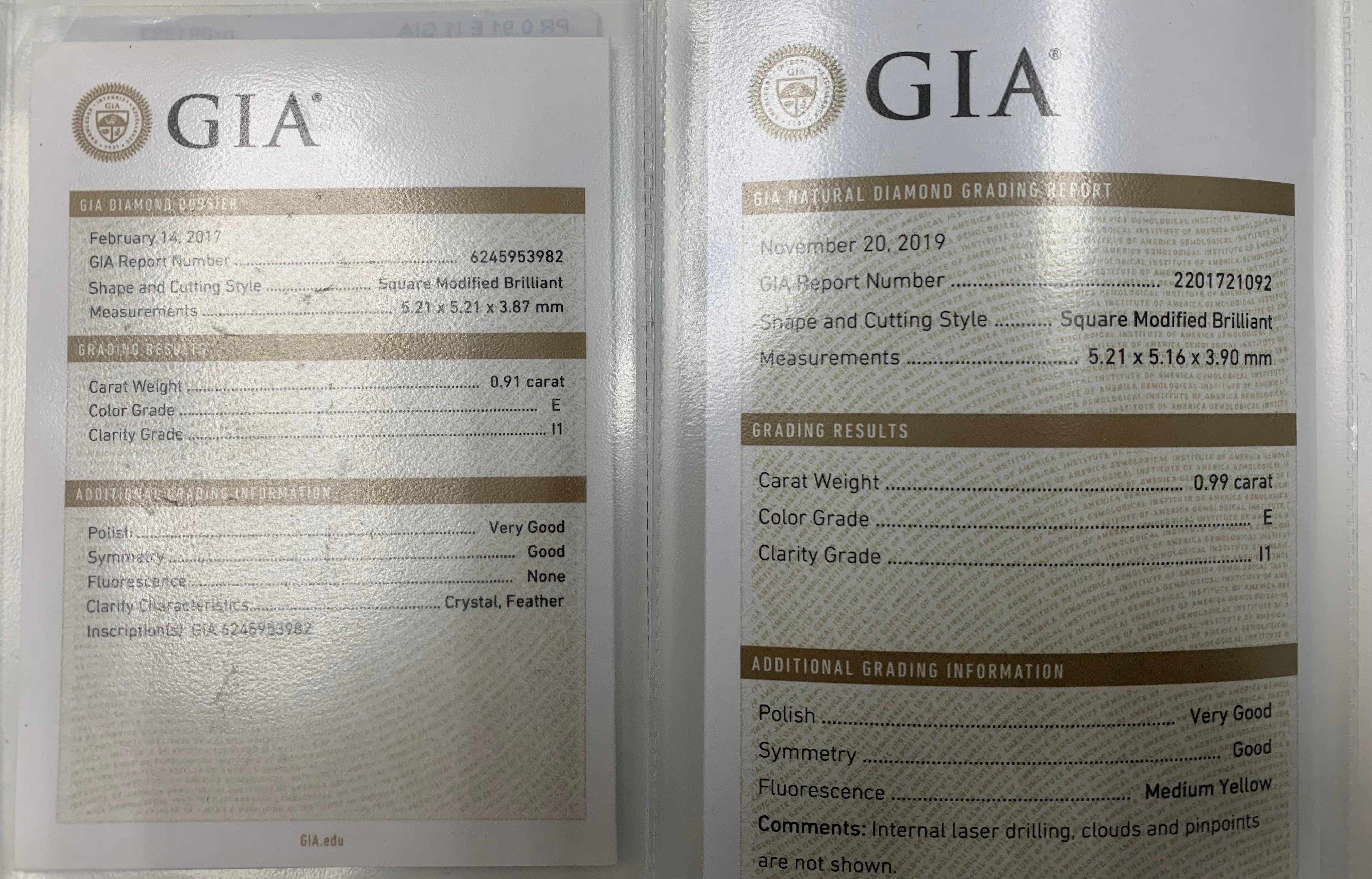 GIA Certified Princess Cut Diamond Studs 1
