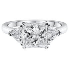 GIA Certified Princess Cut Diamond Three-Stone Engagement Ring