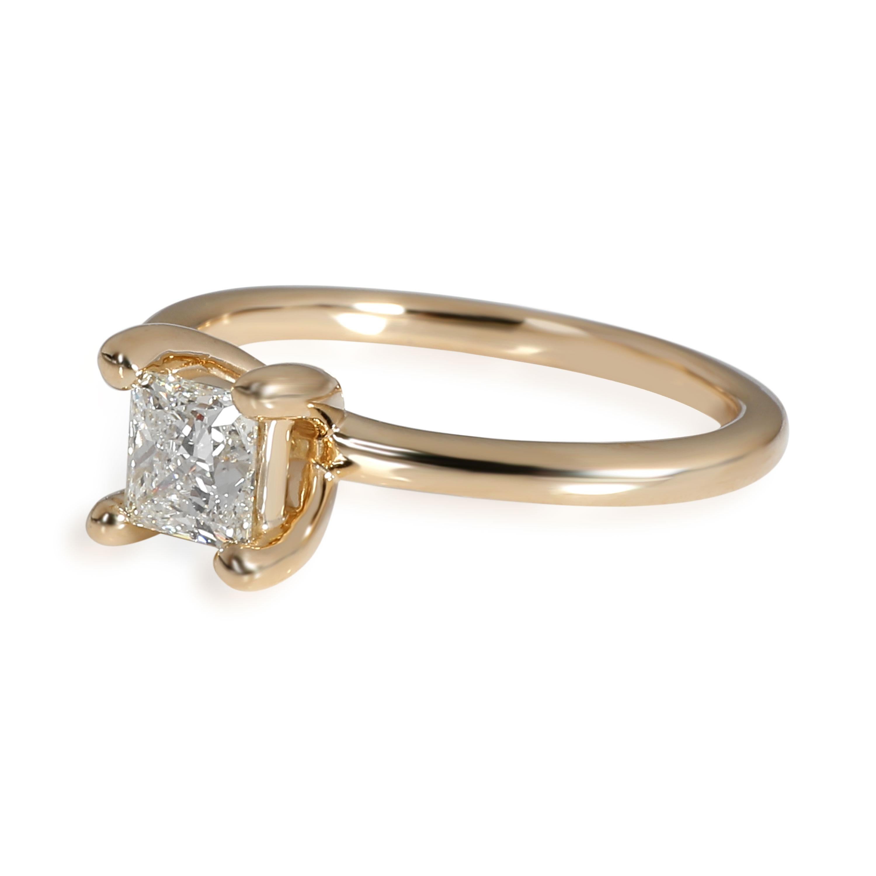 Princess Cut GIA Certified Princess Diamond Ring in 14 Karat Yellow Gold J I1 0.63 Carat