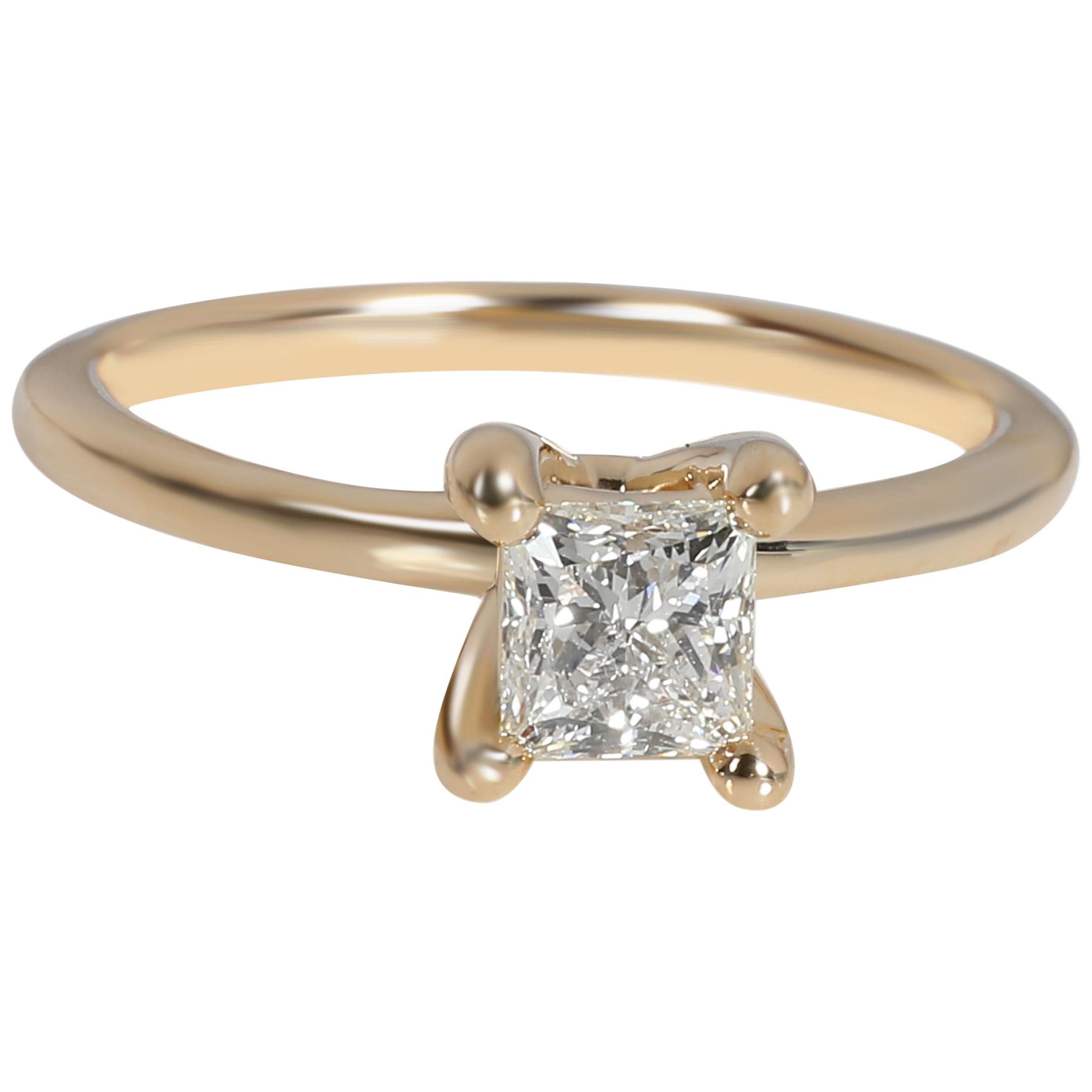 GIA Certified Princess Diamond Ring in 14 Karat Yellow Gold J I1 0.63 Carat