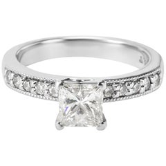 GIA Certified Princess Diamond Engagement Ring in Platinum 1.12 Carat Ring