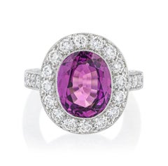 GIA Certified Purple Sapphire and Diamond Engagement Ring in Platinum