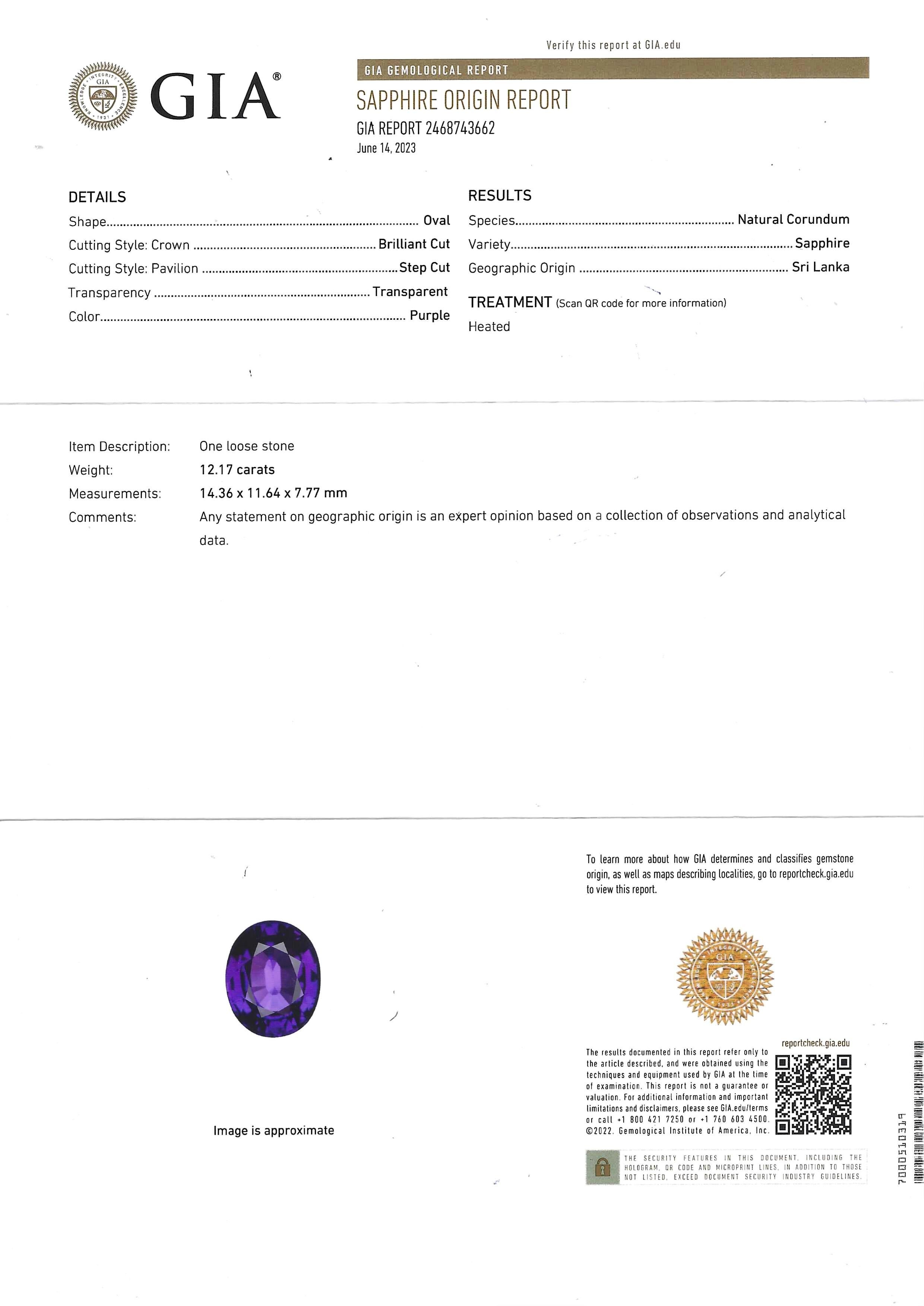 GIA Certified Purple Sapphire with Diamond Ring set in 18K Rose Gold Settings For Sale 12
