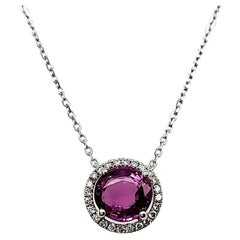 GIA Certified Purplish Pink Sapphire Pendant with Diamonds