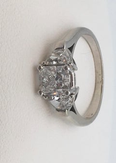 GIA Certified Radiant Cut Diamond 1.22 Carat with Half Moon Side Diamonds