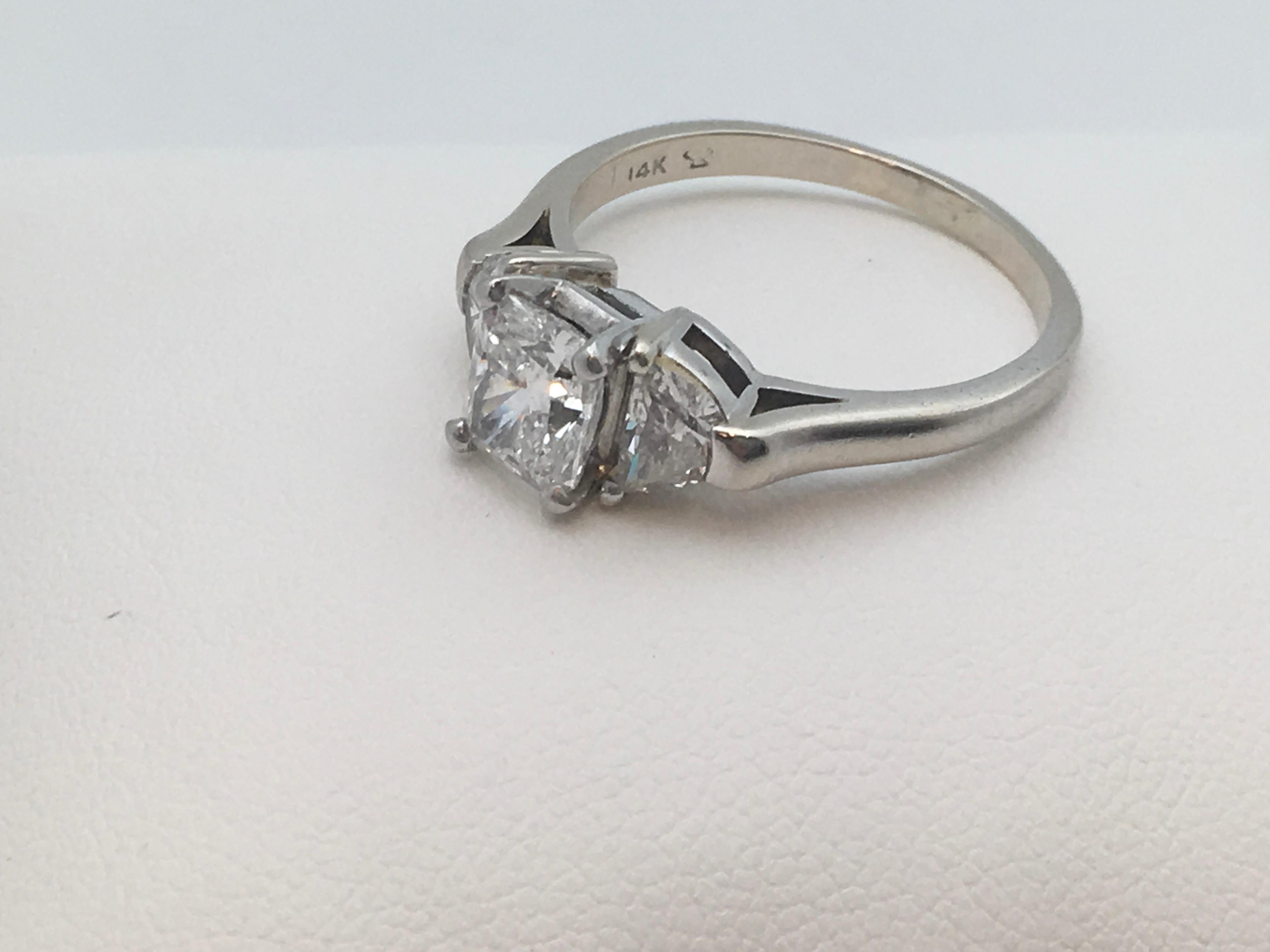 GIA Certified Radiant Cut Diamond 1.22 Carat with Half Moon Side Diamonds For Sale 1