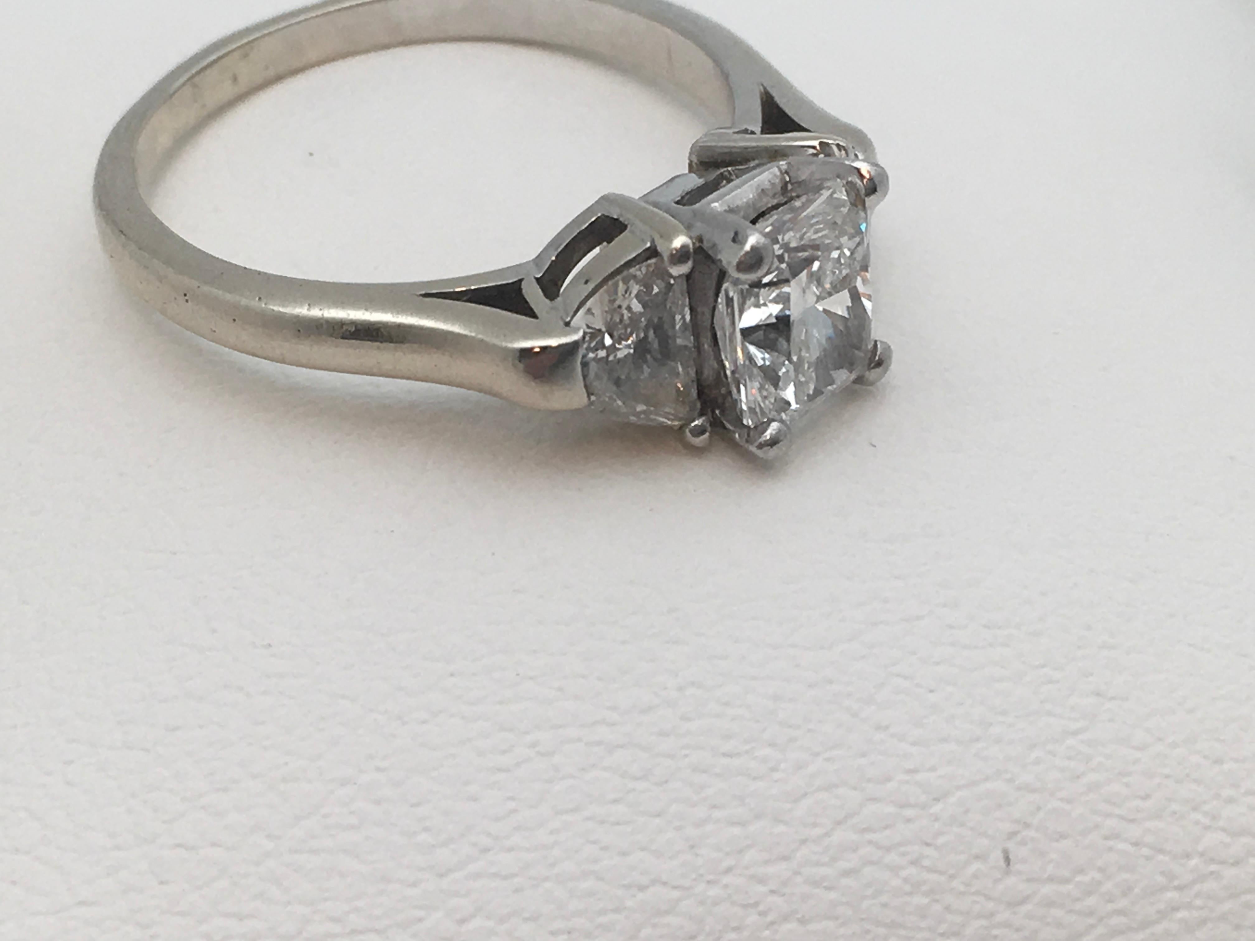 GIA Certified Radiant Cut Diamond 1.22 Carat with Half Moon Side Diamonds For Sale 2