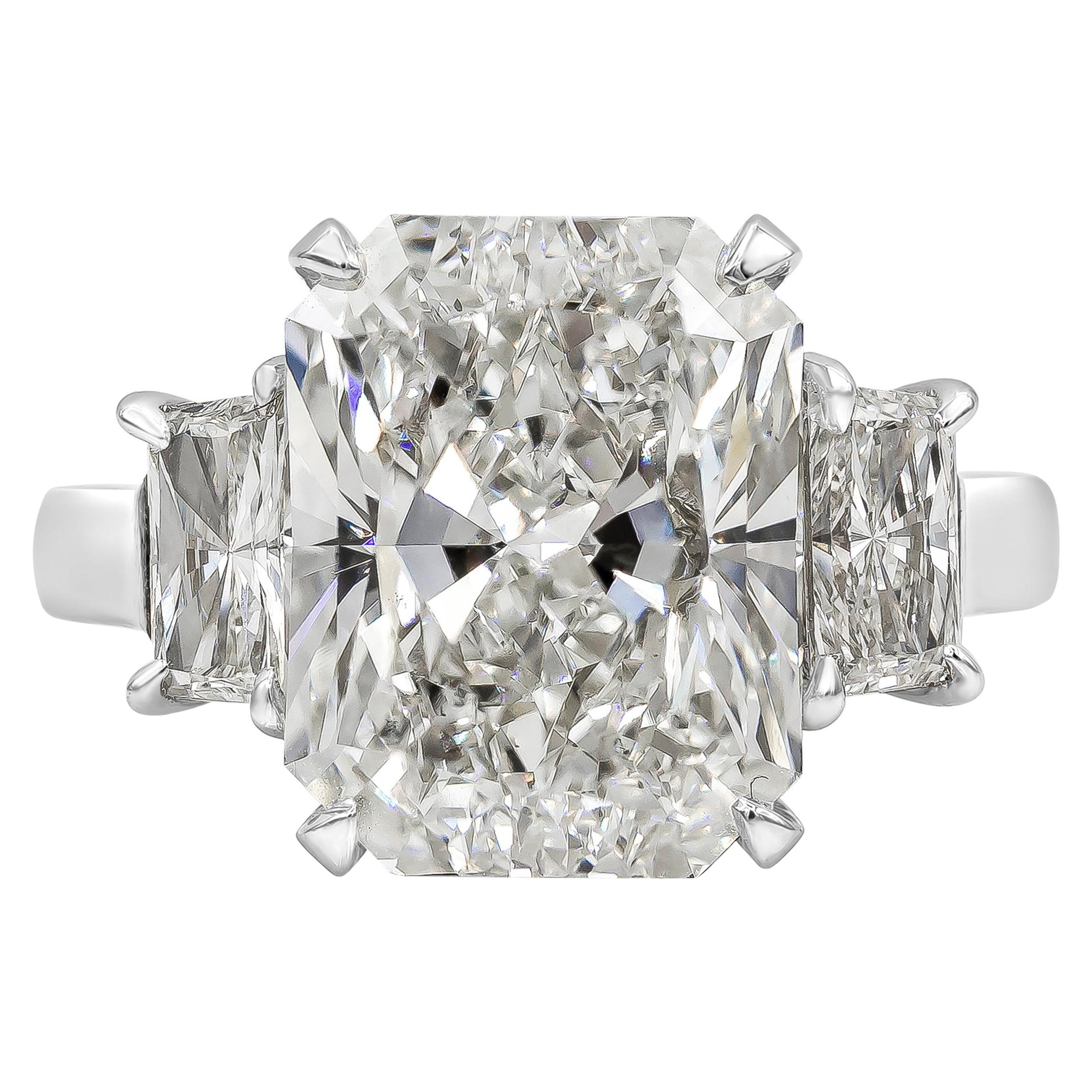 Roman Malakov Radiant Cut Diamond Platinum Three-Stone Engagement Ring