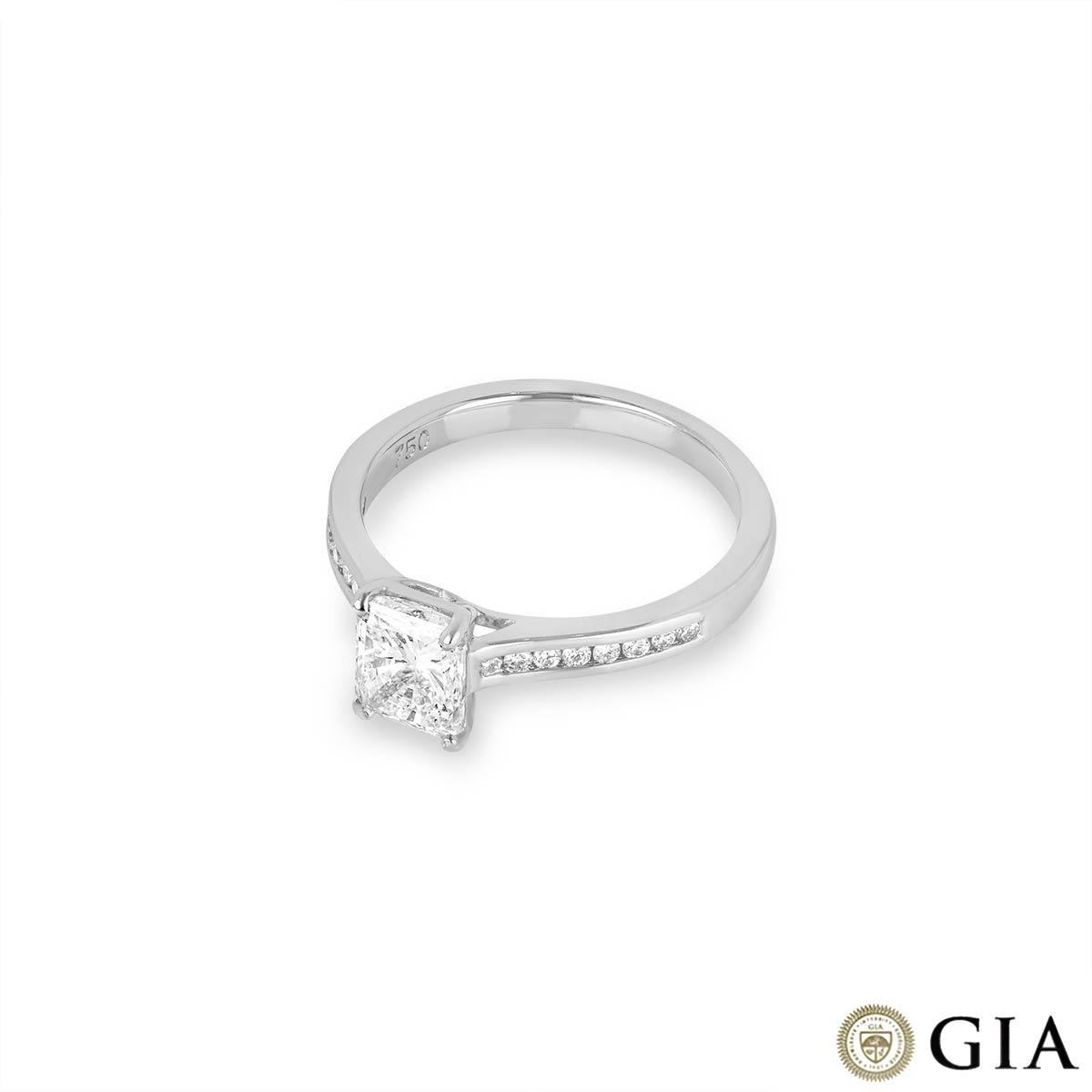 Women's GIA Certified Radiant Cut Diamond Solitaire Engagement Ring 1.01 Carat For Sale
