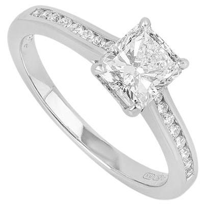 GIA Certified Radiant Cut Diamond Solitaire Engagement Ring 1.01 Carat For Sale