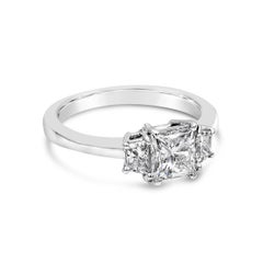 GIA Certified 1.00 Carat Radiant Cut Diamond Three-Stone Engagement Ring