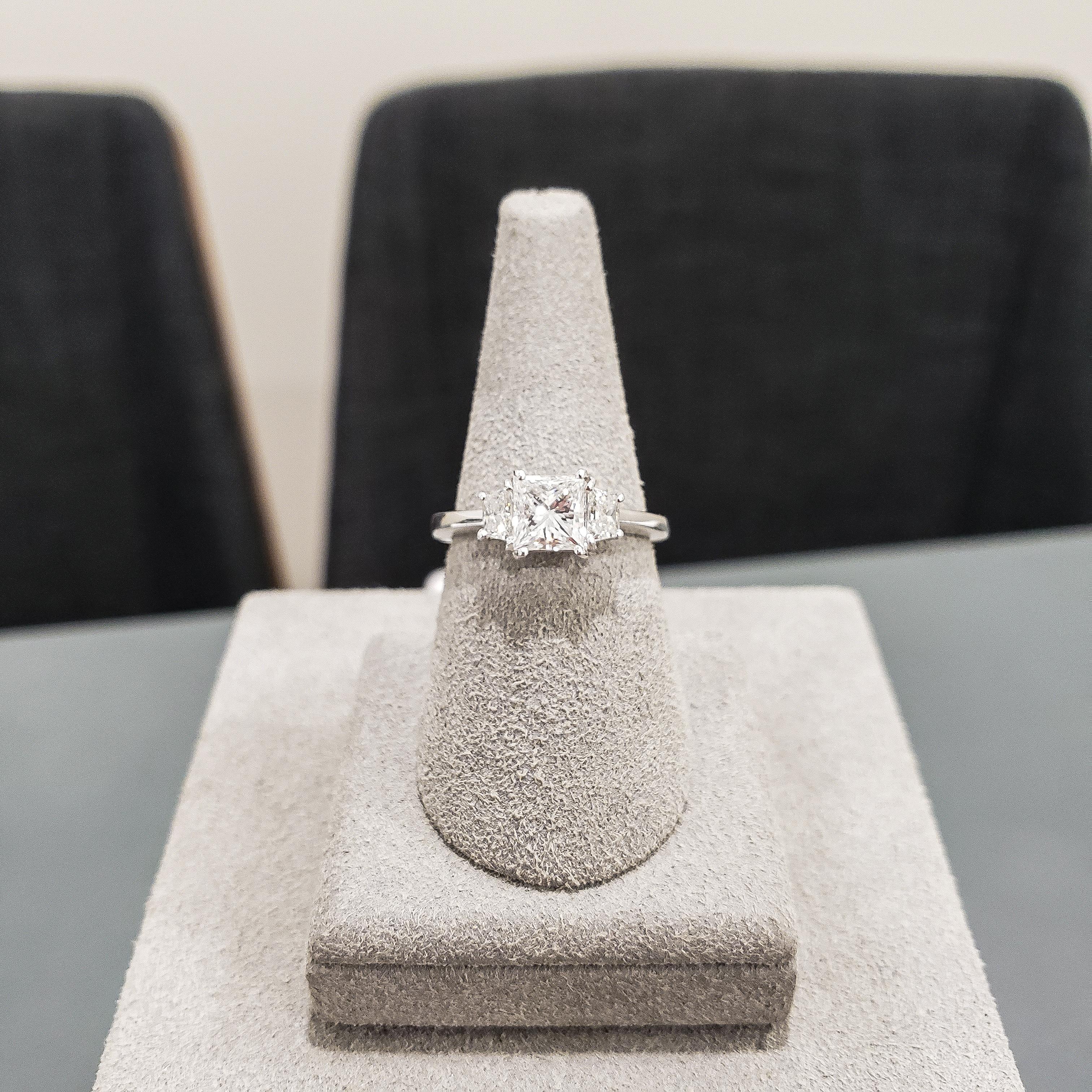 Roman Malakov, GIA Certified Radiant Cut Diamond Three-Stone Engagement Ring In New Condition For Sale In New York, NY