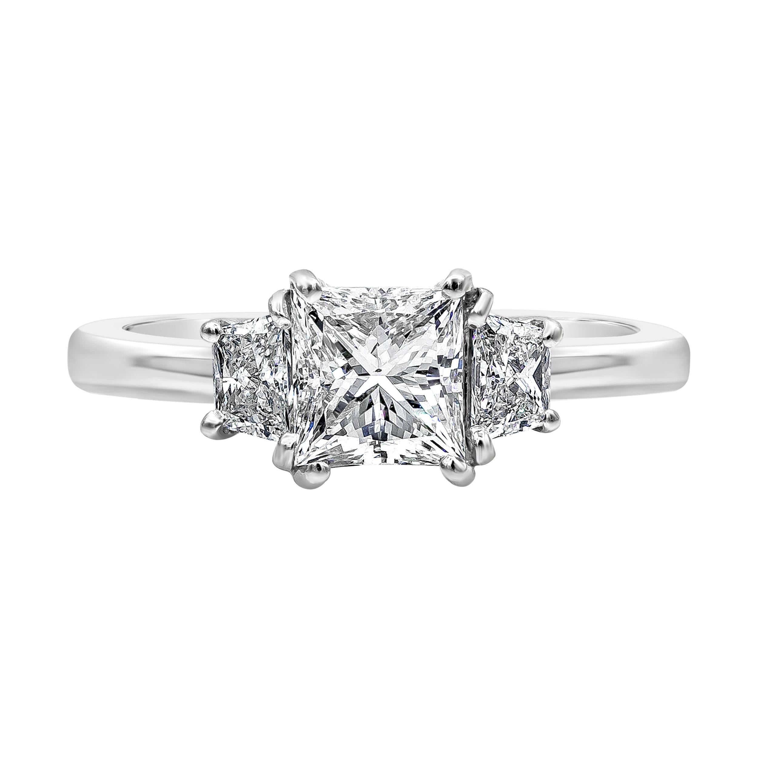 Roman Malakov, GIA Certified Radiant Cut Diamond Three-Stone Engagement Ring For Sale
