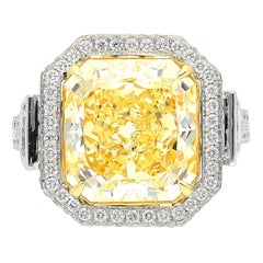 GIA Certified Radiant-Cut VVS2 Clarity Fancy Yellow Diamond Ring